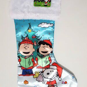 NEW Peanuts Snoopy and Friends Christmas Stocking 18" Satin